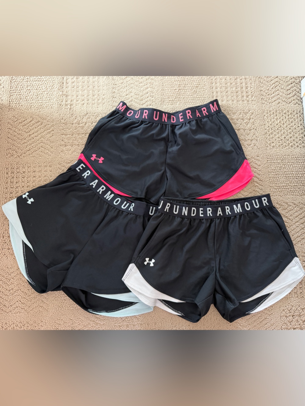 Under Armour Black Athletic Shorts with Pink Accents (3-Pack)